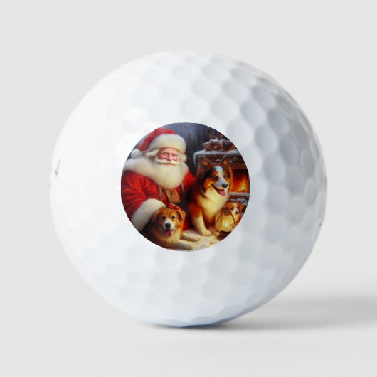 Balles De Golf Noël Père Noël avec Chiens 1 (Devant)