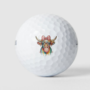 Balles De Golf Nœud Coquette Rose Vache Highland Bubble Gum