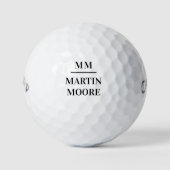 Balles De Golf Noir blanc monogramme initiales nom simple (Devant)