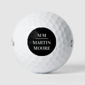 Balles De Golf Noir blanc monogramme initiales simple nom (Devant)