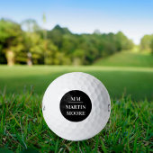 Balles De Golf Noir blanc monogramme initiales simple nom