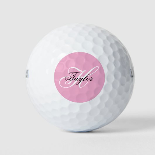 Balles De Golf Noir et blanc Fatigue Monogramme rose (Devant)