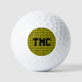 Balles De Golf Noir Gold Check Sports Monogrammes Initiales (Recto)