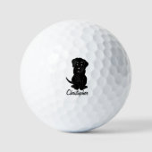 Balles De Golf Noir Labrador Chien Design (Recto)