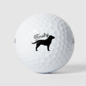 Balles De Golf Noir Labrador Retriever Silhouette Nom personnalis (Devant)
