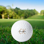 Balles De Golf Noir or monogramme initiales nom minimaliste<br><div class="desc">Arrière - plan blanc,  texte doré et noir. Personnalisez et ajoutez vos initiales et votre nom de monogramme. Pour lui et elle. Le nom est écrit avec un script de style moderne écrit à la main.</div>