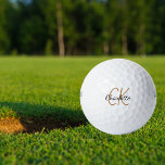 Balles De Golf Noir or monogramme initiales nom minimaliste<br><div class="desc">Arrière - plan blanc,  texte doré et noir. Personnalisez et ajoutez vos initiales et votre nom de monogramme. Pour lui et elle. Le nom est écrit avec un script de style moderne écrit à la main.</div>