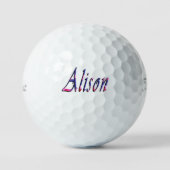 Balles De Golf Nom Alison Rose Floral Violet (Recto)
