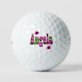 Balles De Golf Nom Angela Floral Rose (Recto)