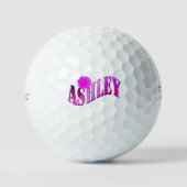 Balles De Golf Nom Ashley à deux tons rose (Recto)