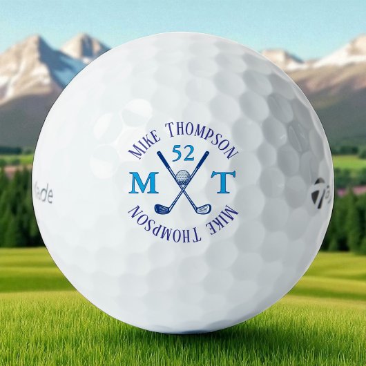 Balles De Golf Nom bleu, initiales et âge - Logo
