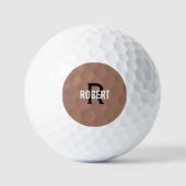 Balles De Golf Nom Brown de monogramme noir (Recto)
