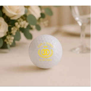 Balles De Golf Nom de couple personnalisé et date de couleur doré