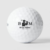 Balles De Golf Nom de golfeur monogramme Logo noir (Recto)