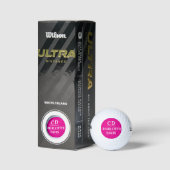 Balles De Golf Nom de monogramme blanc rose chaud (Emballage)
