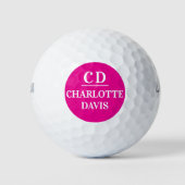 Balles De Golf Nom de monogramme blanc rose chaud (Devant)