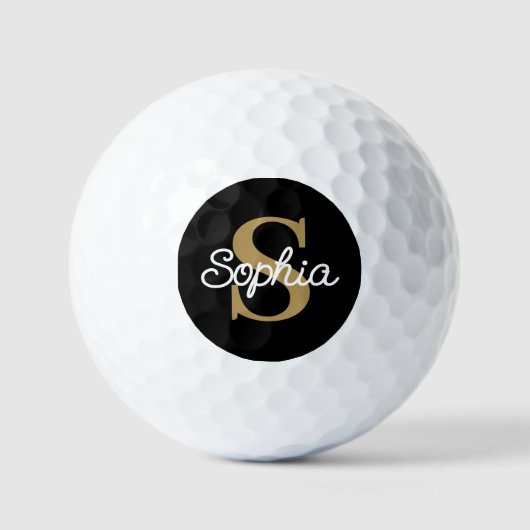 Balles De Golf Nom de monogramme doré Élégant Dames (Recto)