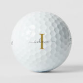 Balles De Golf Nom de script gris or monogramme (Recto)