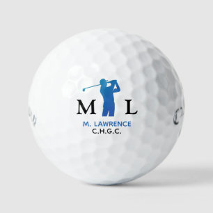 Balles De Golf Nom du club de golf Abréviation Monogramme bleu