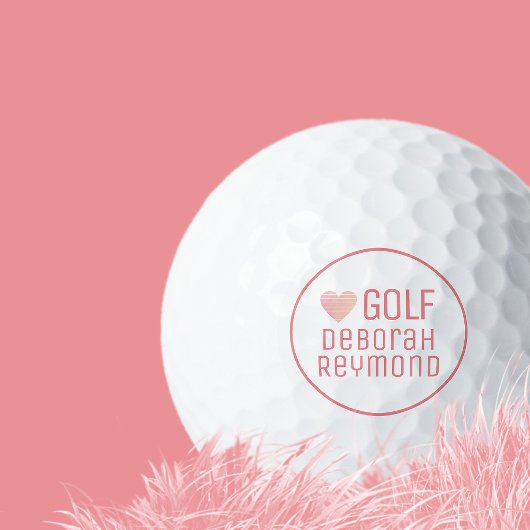 Balles De Golf Nom du golfeur rose feminine Logo du cercle
