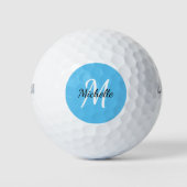 Balles De Golf Nom du monogramme bleu mou + initial (Devant)