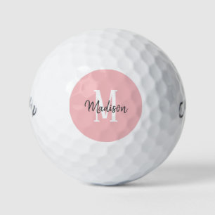 Balles De Golf Nom du monogramme du script rose pâle Ladys