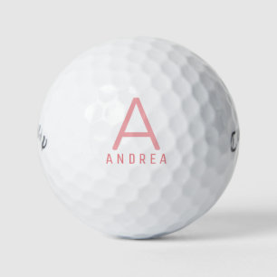 Balles De Golf Nom du monogramme moderne rose personnalisé