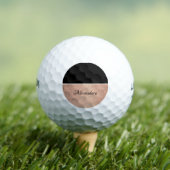 Balles De Golf Nom du monogramme Rose or noir blanc Script (T-shirt Insitu)