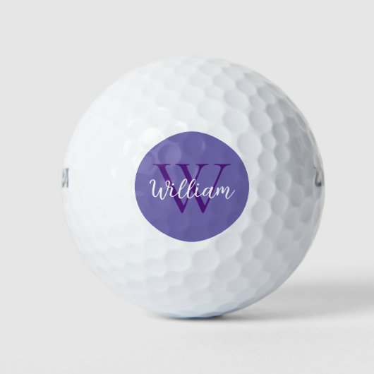 Balles De Golf Nom du monogramme violet personnalisé (Devant)