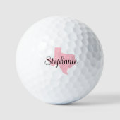 Balles De Golf Nom du script curé Pink Texas (Recto)