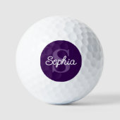 Balles De Golf Nom du script de monogramme violet Dames (Recto)