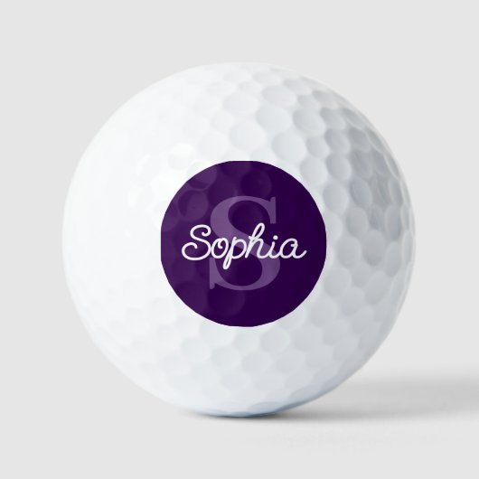 Balles De Golf Nom du script de monogramme violet Dames (Recto)