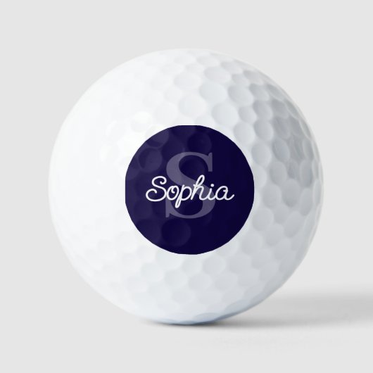 Balles De Golf Nom du script Monogramme bleu marine Dames (Recto)