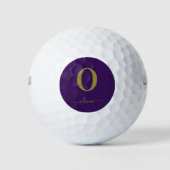 Balles De Golf Nom Du Script Monogramme Personnalisé Purple Et Or (Devant)
