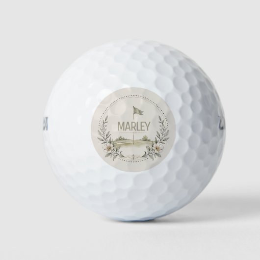 Balles De Golf Nom élégant de dame floral (Devant)