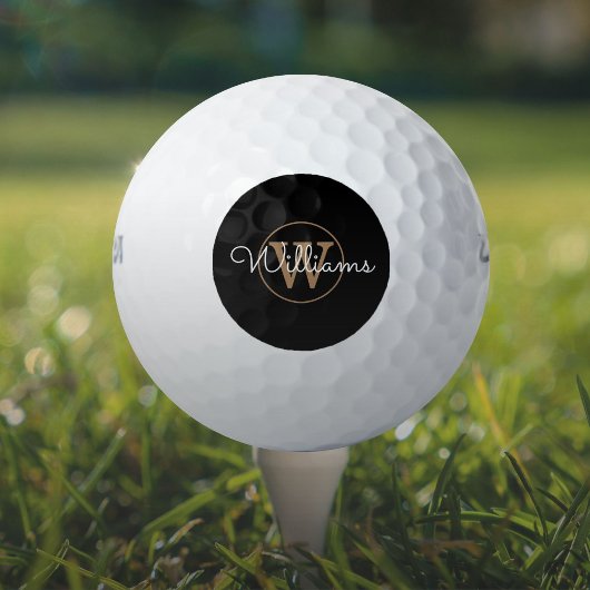 Balles De Golf Nom élégant en écriture monogramme doré