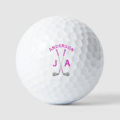 Balles De Golf Nom et initiales Monogrammé Rose (Recto)