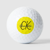 Balles De Golf Nom initial du monogramme jaune (Recto)