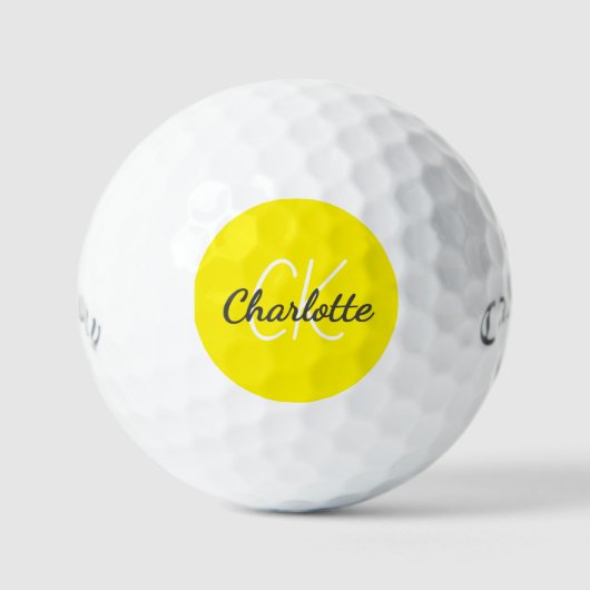 Balles De Golf Nom initial du monogramme jaune (Recto)