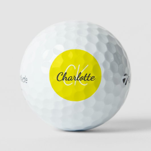 Balles De Golf Nom initial du monogramme jaune (Recto)