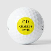 Balles De Golf Nom initial du monogramme jaune noir (Recto)