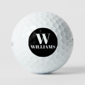 Balles De Golf Nom initial du monogramme personnalisé noir (Recto)