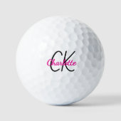 Balles De Golf Nom initial du monogramme rose chaud (Recto)