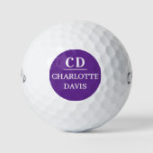 Balles De Golf Nom initial du monogramme violet (Devant)