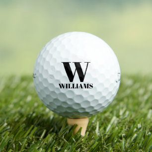 Balles De Golf Nom initial monogrammé personnalisé noir