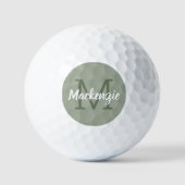 Balles De Golf Nom initial personnalisé Sage Green (Recto)