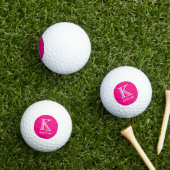 Balles De Golf Nom monogramme féminin rose chaud à 3 couches (Herbe in situ)