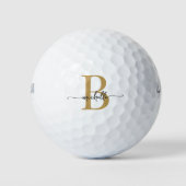 Balles De Golf Nom Monogramme Moderne en Or Blanc Élégant (Devant)