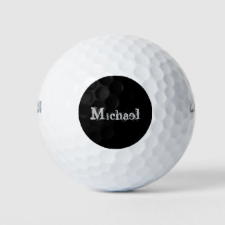 Balles De Golf Nom monogramme moderne minimaliste noir blanc
