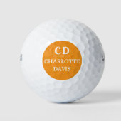 Balles De Golf Nom monogrammé orange (Devant)